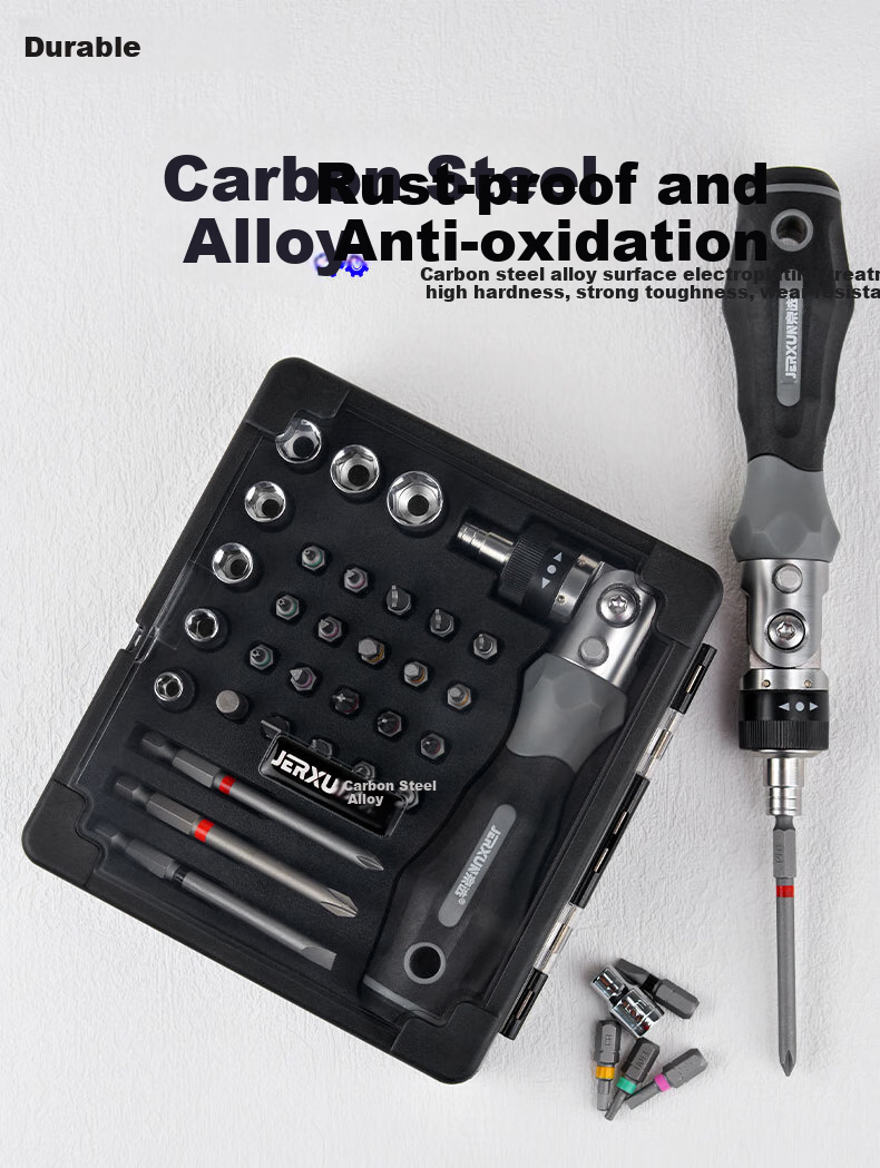 JERXUN Ratchet Screwdriver Set, Multi-Functional Kit with Torx, Flathead, Phillips, And Repair Bits 1