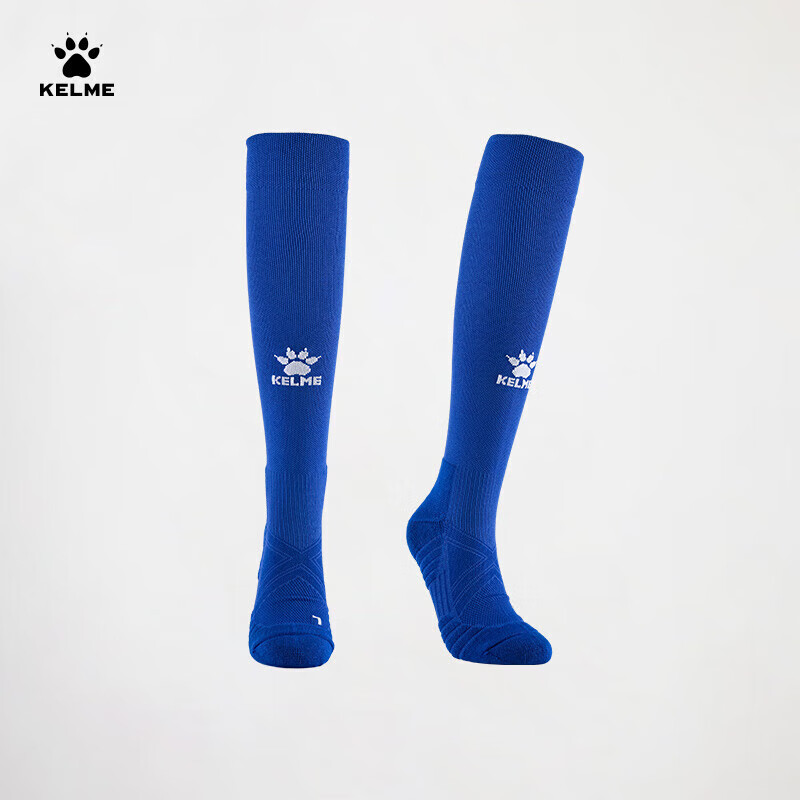 KELME Over-the-Knee Football Socks Lycra Antibacterial Odor-Resistant Professional Competition Elite Non-Slip Terry Bottom Socks Color Blue L