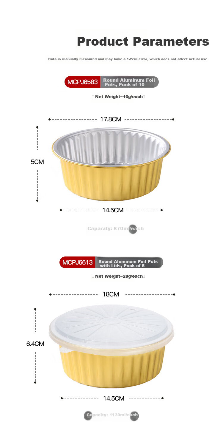 Maxcook Air Fryer Aluminum Foil Trays, Aluminum Foil Plates Bowls Baking Pans for Baking Barbecue Hot Pot Disposable with Lid 5 Pieces MCPJ6613 11