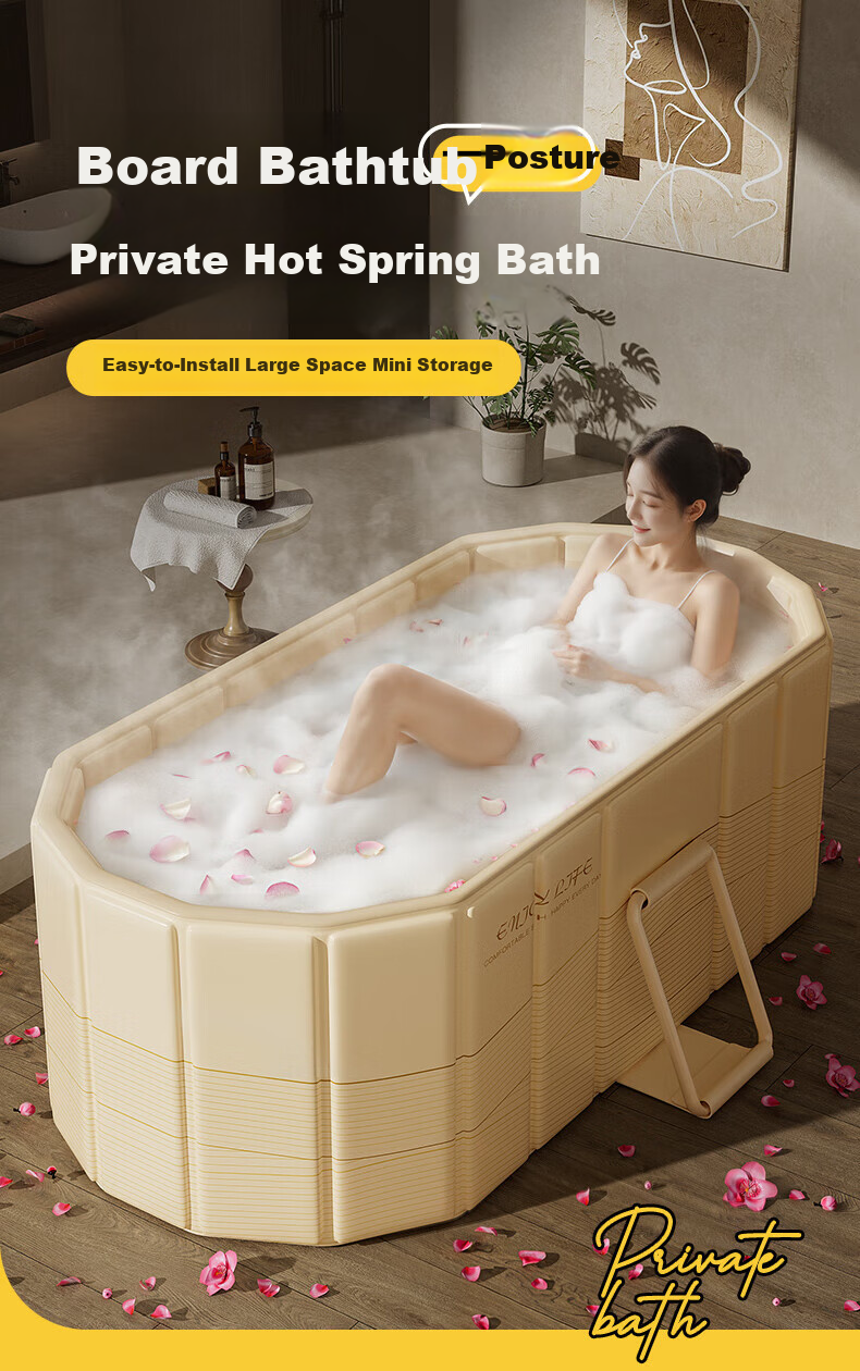 Miaoxinsi Foldable Bath Tub for Home Use, PVC Insulated Long-Lasting Hot And Cold Water Soaking Tub for Adults And Children, 1.2M 1