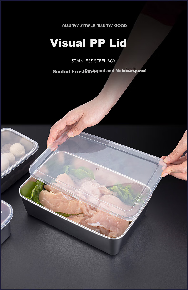 Jinyaoshi Stainless Steel Food Storage Containers, Meal Prep Boxes, Portion Containers, Refrigerator Storage Boxes, 3-Piece Set, Small Size with Lids, GK-PC650 2