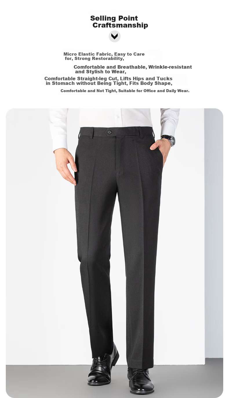 FIRS Anti-Wrinkle Men's Spring Autumn Loose Workwear Business Casual Slim Straight Formal Trousers 2