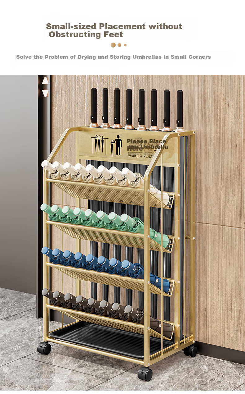 WOJIA Umbrella Storage Rack, Umbrella Stand for Company, Classroom, Hotel Lobby, Commercial Use, Entrance, Storage Shelf, Black Large 3
