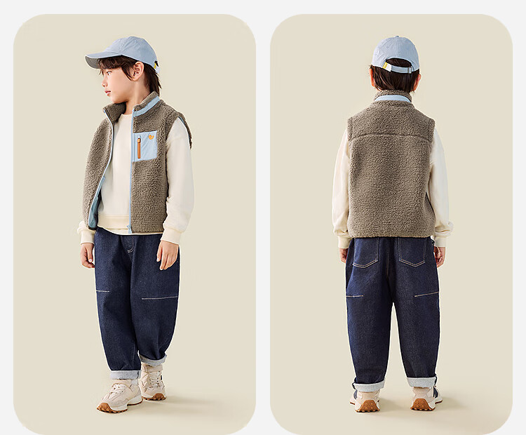 Minibala Kids and Adults Anti-Static Plush Vest Fleece Warm Outdoor Windbreaker 2025 Autumn New 6