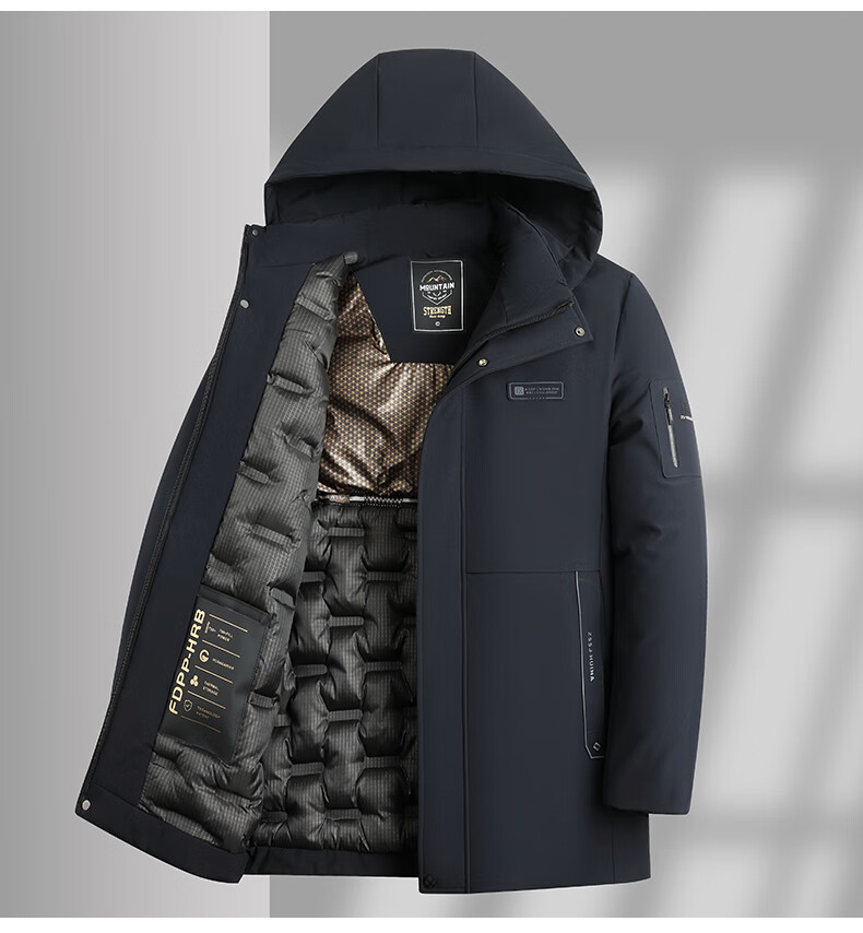 TUCANO Men's Winter Cotton Padded Jacket Fleece Lined Thick Warm Business Casual Removable Hooded Coat 6