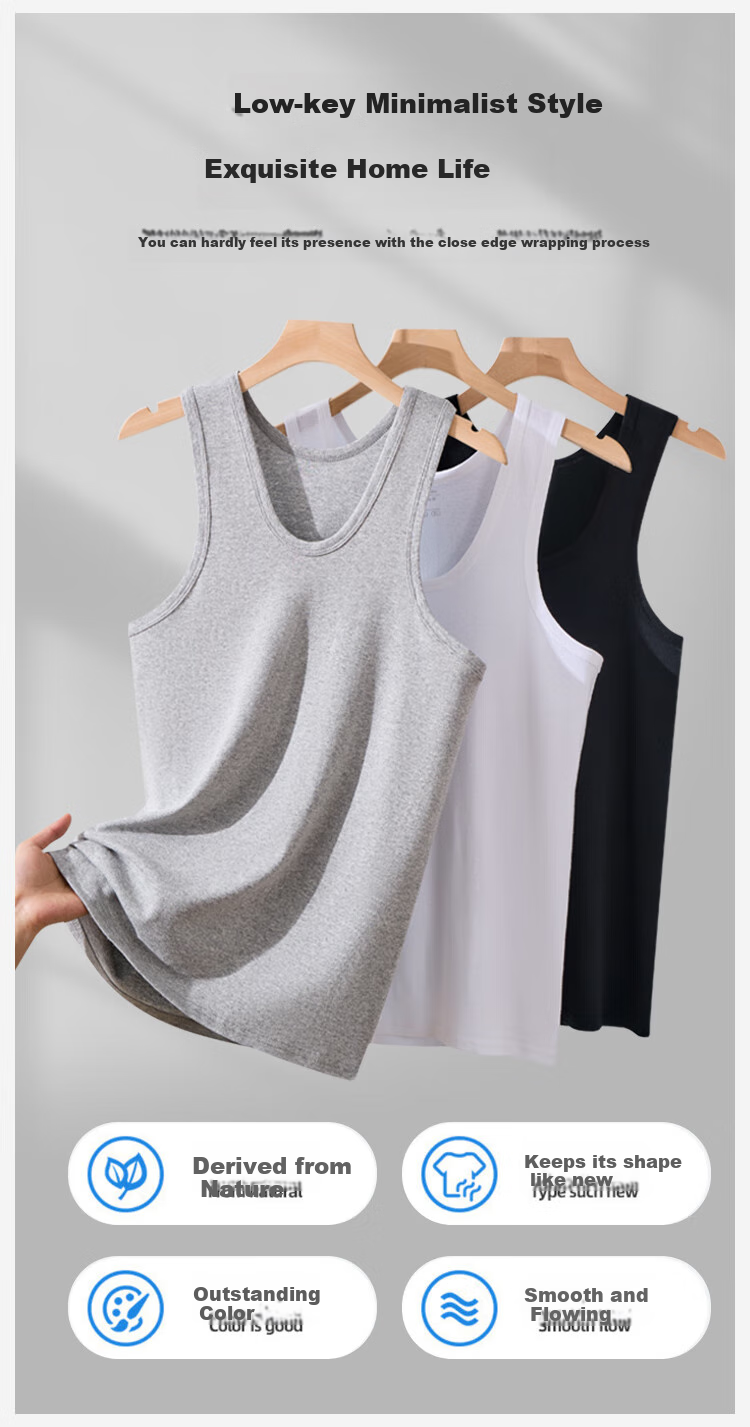 MiiOW 2-Pack 40s Combed Pure Cotton Men's Undershirt, Antibacterial Base Layer Tank Top T-Shirt, 1 White 1 Gray 2XL 3