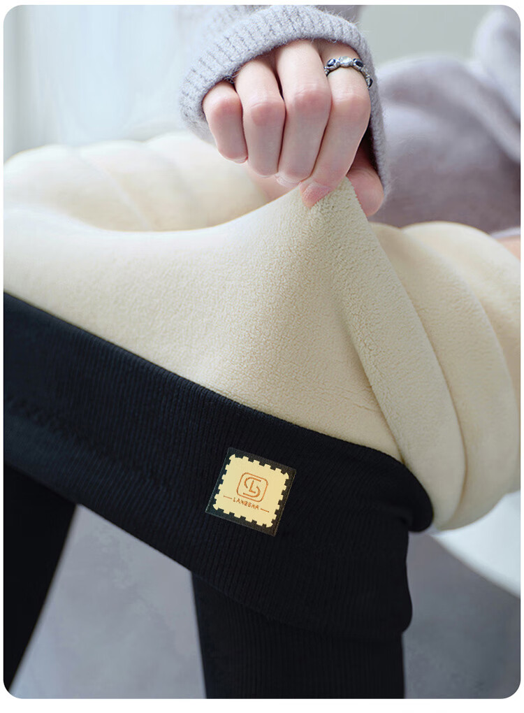 LangSha Women's Autumn Winter Fleece-Lined Thickened 300g Baby Velvet Warm Slim Fit Leggings 3