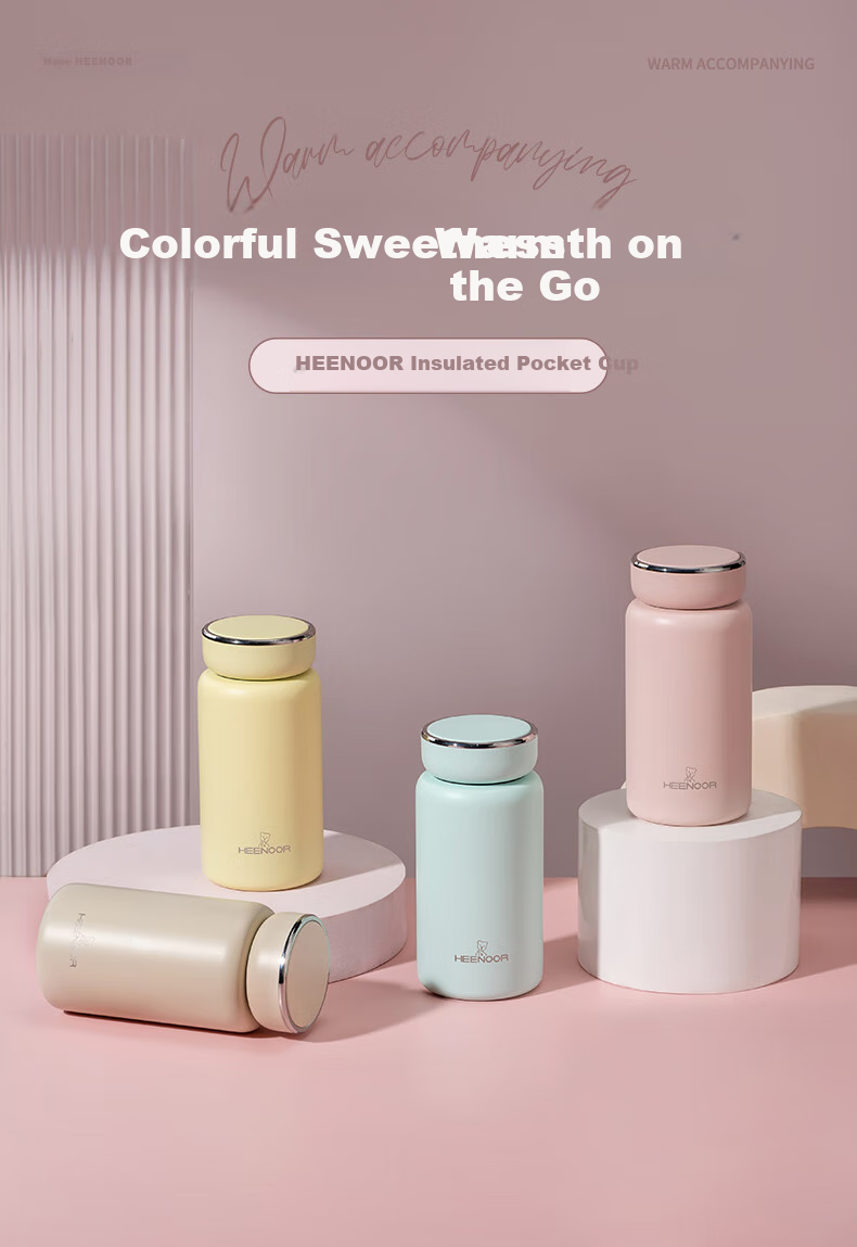 Heenoor Insulated Mug for Women, 316L Stainless Steel Water Bottle, Stylish Outdoor Portable Pocket Cup, Holiday Gift 2