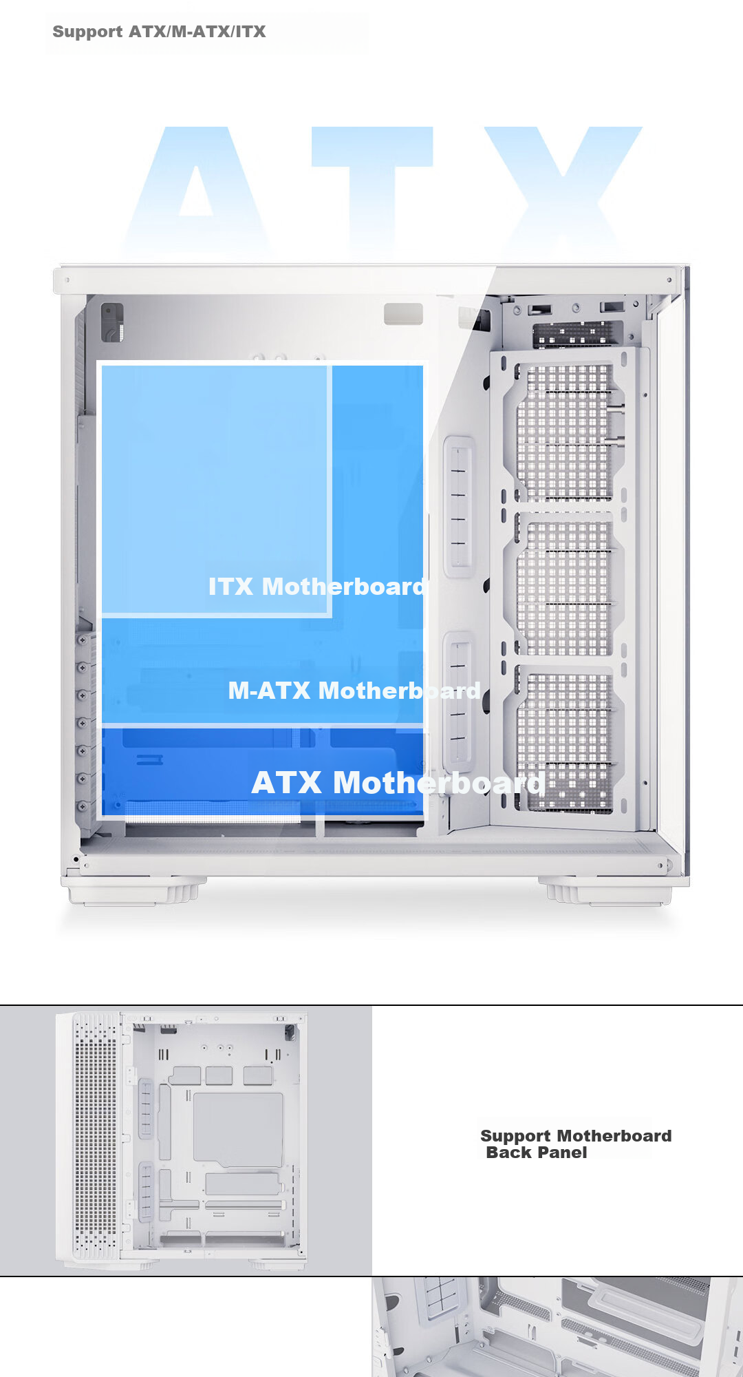 Aigo Starry Sky White Gaming Desktop Computer Case, ATX Motherboard, Supports 360mm Water Cooling, Left And Right Compartment Design, 5090 Graphics Card Compatible 14