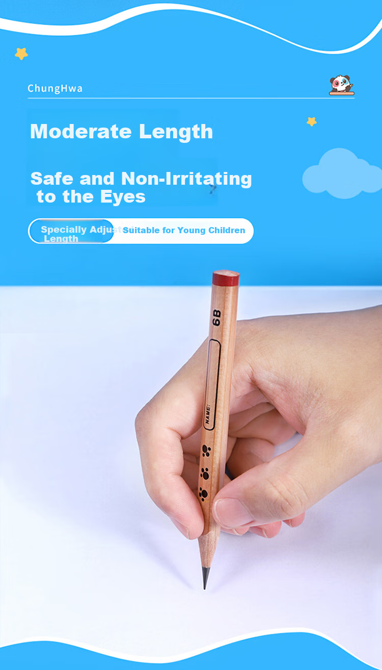 Zhonghua Thick Triangular Pencil for Preschool Handwriting Practice, Large Triangular Pencil for Posture Correction, Imported Xida Wood, Suitable for 6-7 Year Old Elementary School Students, Short Thick Grip for Easy Holding 7