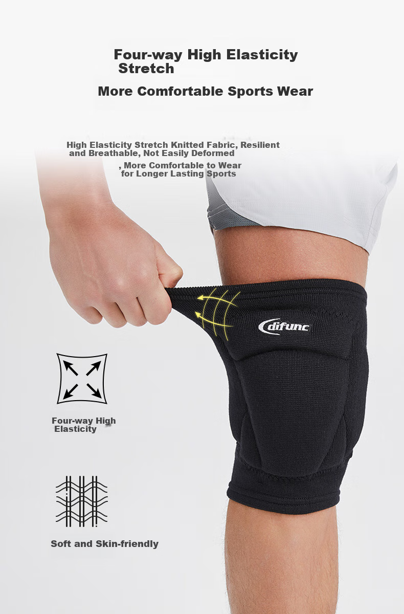 D&M Professional Volleyball Knee Pad, 6-Segment Padded Protective Guard, Anti-Collision and Anti-Fall, Goalkeeper, Black, Single Piece 8