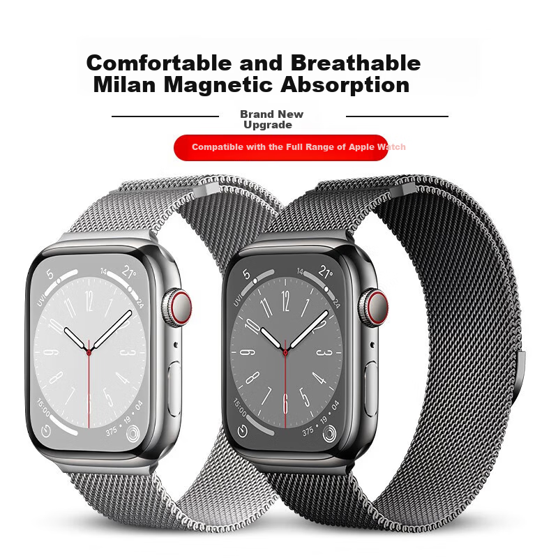 Watchbond Compatible with Apple Watch S11/S12 Band, IWatch S10 Upgraded Milanese Double Magnetic Strap, for Apple Watch S9/8/7 Women's Model, 42mm Starlight Color Metal