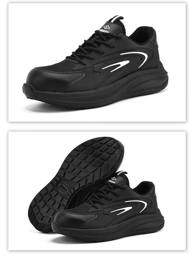 Dinggu Men's Lightweight Safety Work Shoes Steel Toe Anti-Smash Puncture Resistant JD1701 Black Size 40 1