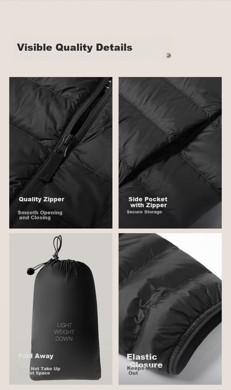 JD Original [Air Zero Pressure down] Lightweight down Jacket for Men, Winter Stand Collar, 90% Duck Down, Light Mist Blue, Size S 9