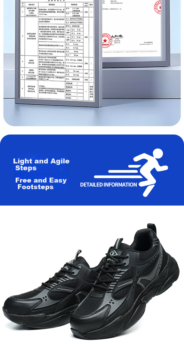 Dinggu Safety Shoes for Men, Steel Toe Anti-Smashing And Puncture-Resistant Work Boots for Construction Sites JD1573hei44 6