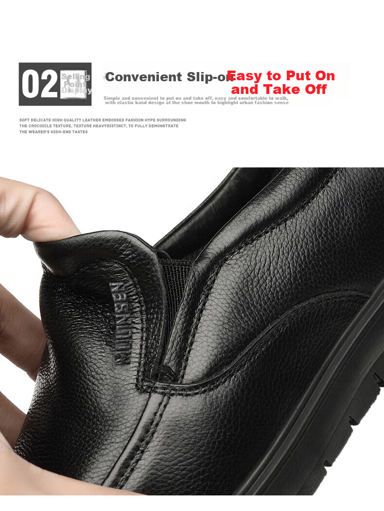 MULINSEN Men's Shoes, Business Formal Casual Leather Shoes, Soft Sole Breathable Slip-On Driving Leather Shoes, L223233 3
