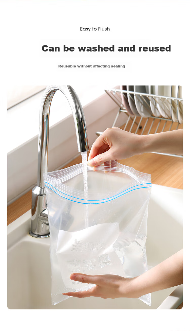 MARYYA Food Storage Bags Large And Medium Size Combo Pack of 40, Thick Disposable Refrigerator Portioning Fresh-Keeping Transparent Self-Sealing Bags 1
