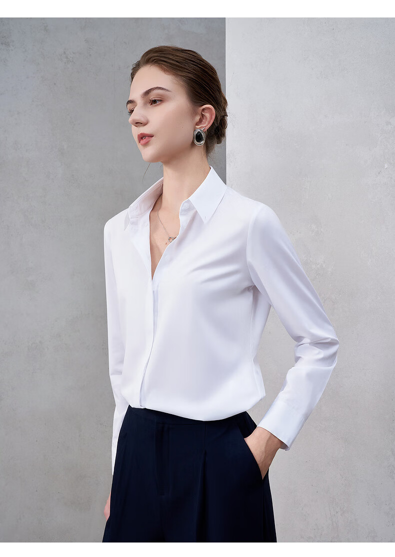 G2000 Women's Long Sleeve Modal Stretch Shirt with Complimentary Necklace, Four-Season Mall Style 7