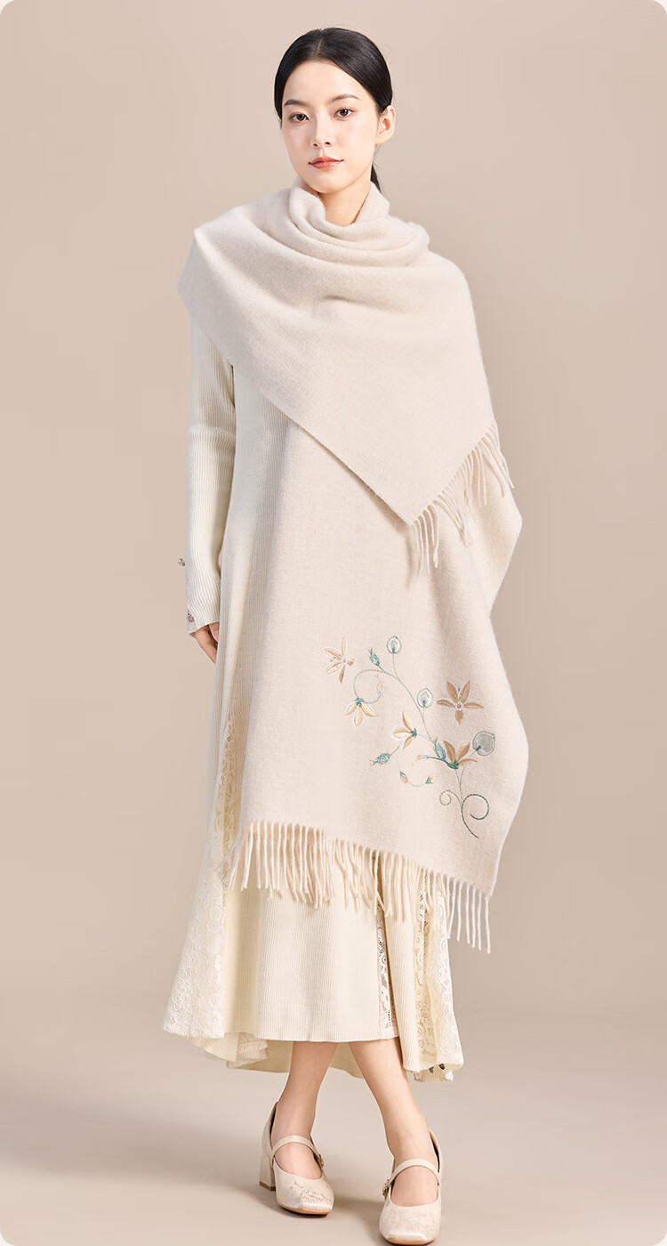 JIUMU Pure Wool Scarf for Women, Autumn And Winter Warm Outer Wrap Shawl, Gift for Mom And Elders, Christmas Birthday Present, Gift Box Packaging 6
