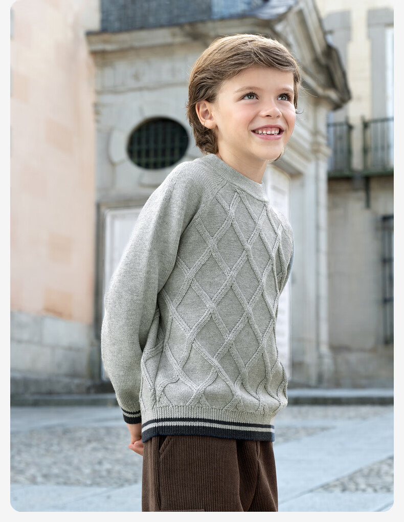 DAVE & BELLA Boys' Cotton Sweater Children's Knitwear Boys' Academy Style Top Autumn Winter Kids' Clothing 2