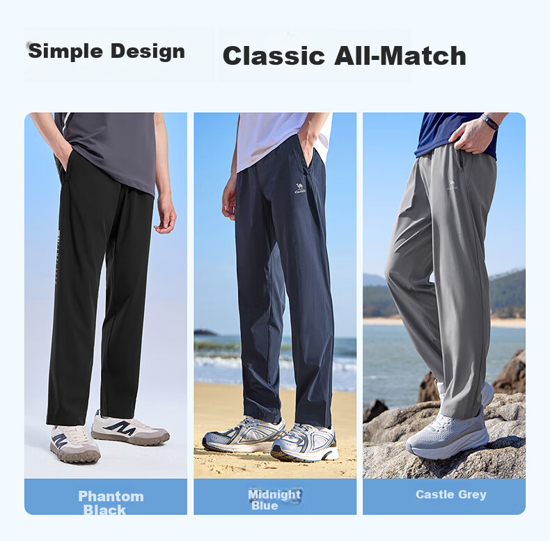 CAMEL Quick-Dry Casual Pants for Men, Spring And Summer New Style Loose Straight-Leg Woven Trousers for Dad, Running Sports Pants 5
