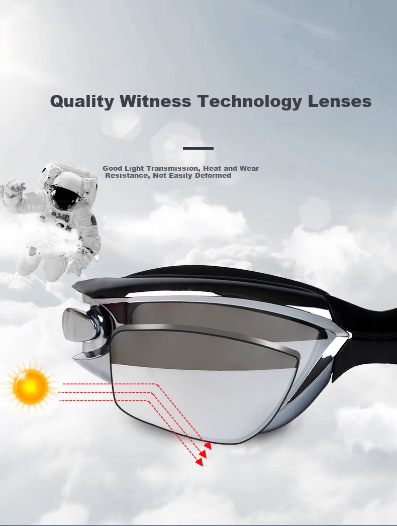 Youyou Swimming Goggles, Swim Cap, High-Definition Anti-Fog Waterproof Earplugs, Nose Clip, Glasses Swimming Goggles Five-Piece Set Z6615 Transparent Black Non-Prescriptio 3