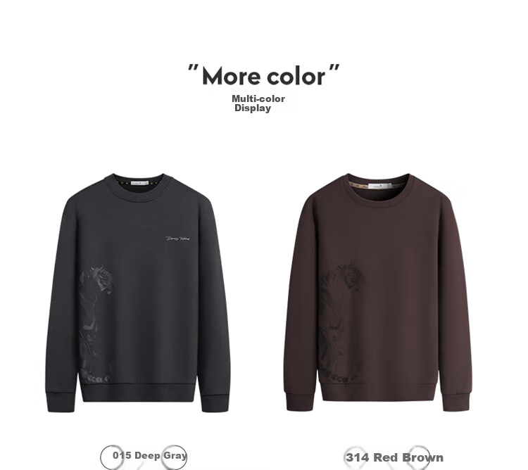 DANCING WOLVES [National Style] Classic Crew Neck Sweatshirt, Exquisite Chinese-Style Print Men's Hoodie, 015 Dark Gray, M (170) 5