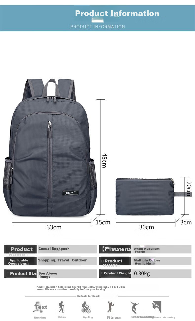 Huili Backpack for Men And Women, Foldable Sports Outdoor Travel Bag with Large Capacity, Ultra-Lightweight Convenient Hiking And Storage Bag 2