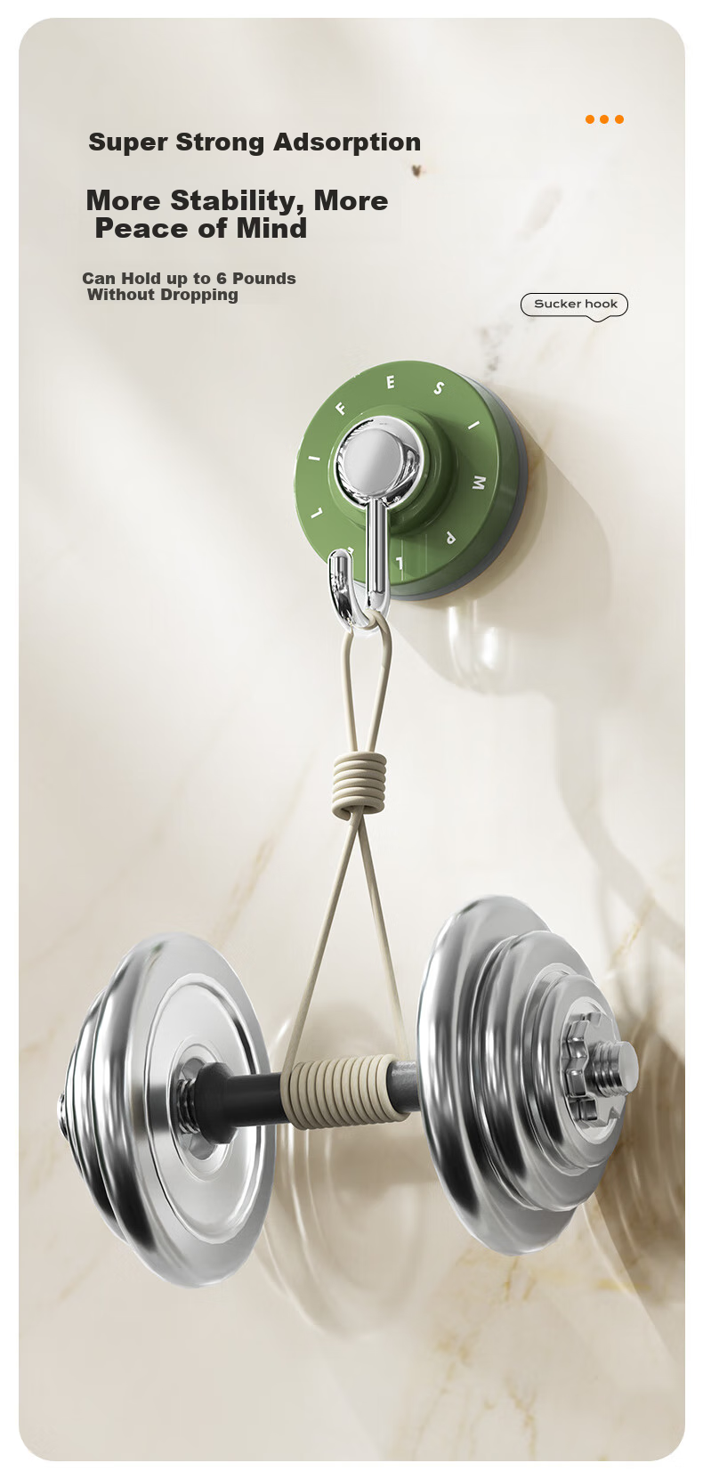 Baicaoyuan Suction Cup Hooks, No Drilling Required, Strong Load-Bearing, Vacuum-Adhering, Traceless, for Bathroom Towels And Kitchen, 3 Pieces 3