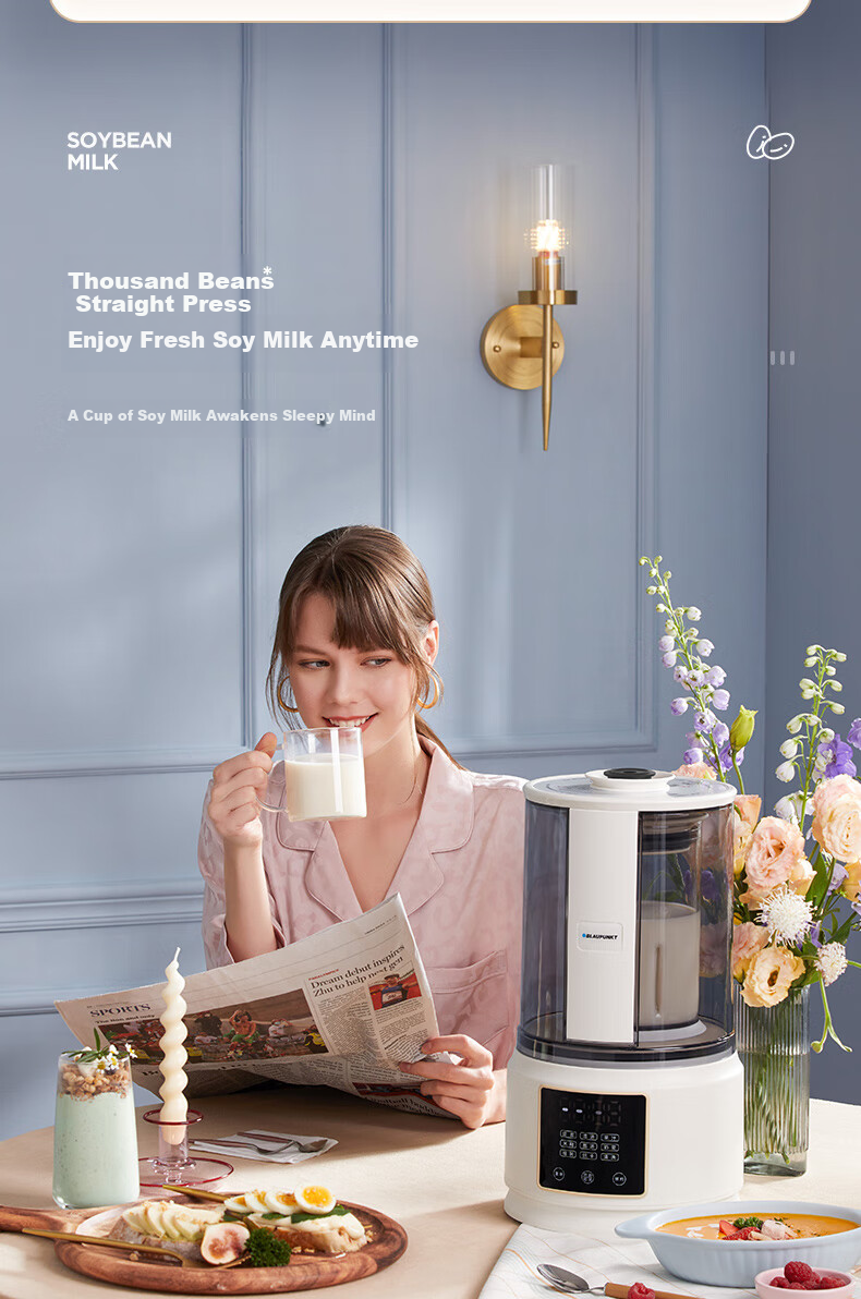 BLAUPUNKT 2026 New Titanium Blender Soy Milk Maker Home Juicer Fully Automatic No-Cook Quiet Low-Noise Self-Cleaning Programmable Titanium Base Multifunctional Food Processor 02T 6