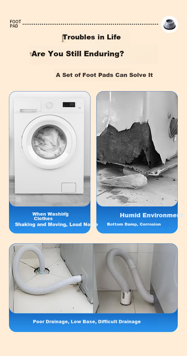 Lelandi Washing Machine Anti-Slip And Shock-Absorbing Foot Pads, Height-Increasing Base, Anti-Vibration Fixing Foot Pads, 4-Pack L5024 3