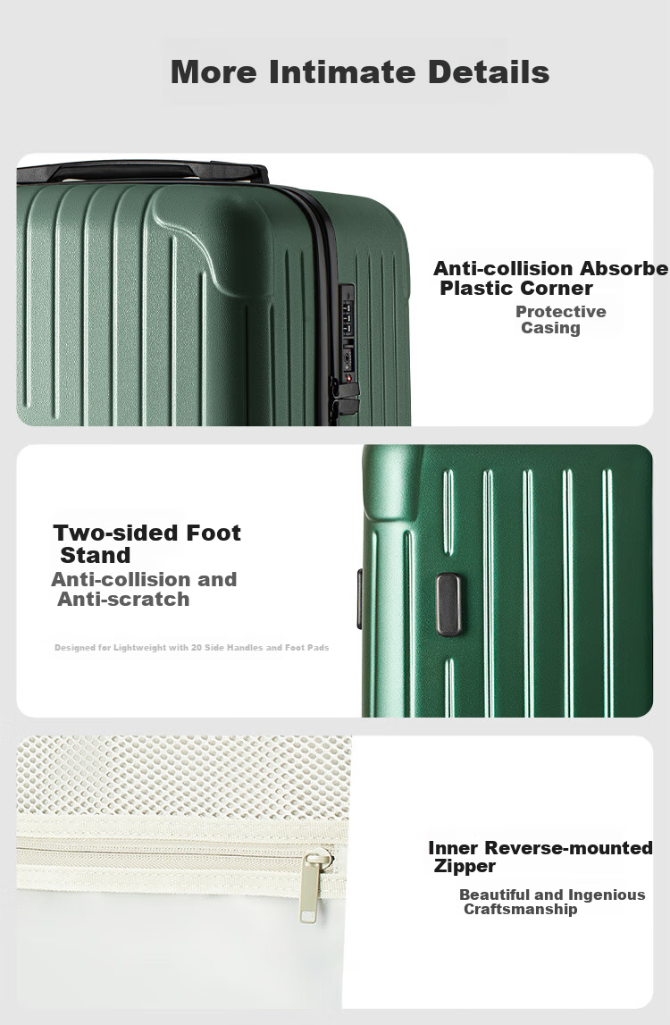 Wangyiyanxuan Large Capacity Suitcase, Student Back-To Big Belly Case, PC Trolley Case, Long-Distance Business Travel Case, Dark Moss Green, 30 Inches 7