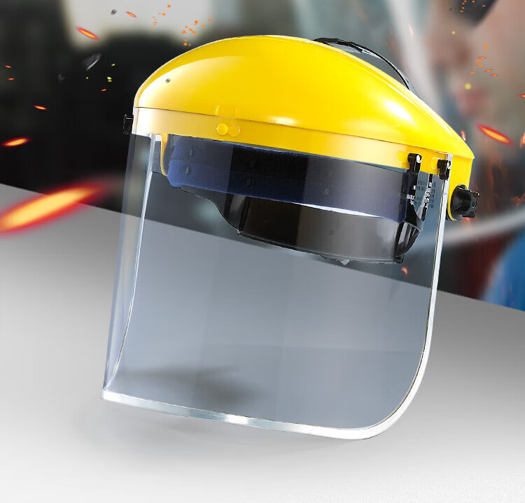 BLUE EAGLE Transparent 1mm Thick Wide-View Head-Mounted B1+FC48N High-Speed Impact Resistant Face Shield Goggles Industrial Cutting Grinding Liquid Splash Protection 2
