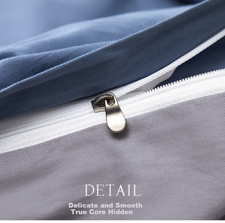 Grace Class A 7A Antibacterial Pure Cotton Xinjiang Cotton Bedding Set of Four Pieces, Duvet Cover 200*230cm, for 1.5/1.8m Bed, Royal Blue + Light Gray 12