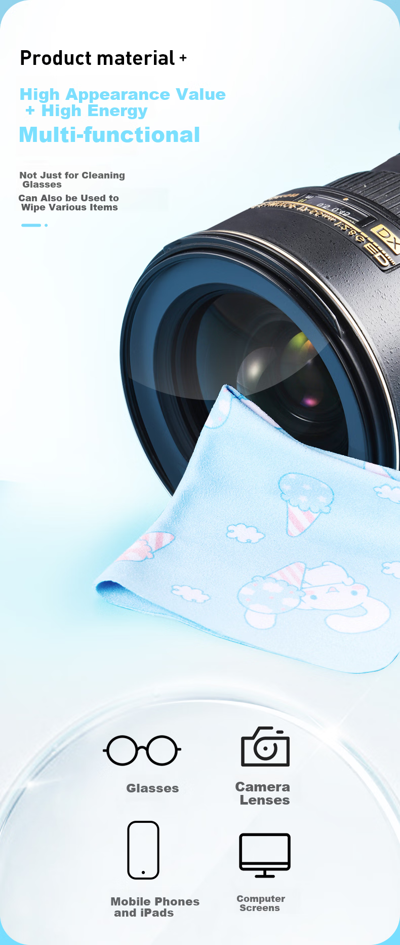 Yanjingbang Eyeglass Cloth, High-Quality Professional Cleaning Cloth for Students, Gentle on Lenses And Screens, IP Lens Cloth 8