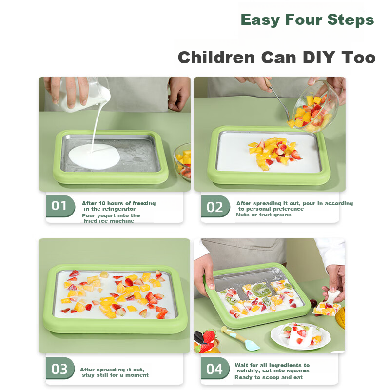 CHIGO Fried Yogurt Machine, Fried Ice Cream Machine, Children's DIY Ice Cream Maker, Home Use Slush Machine, Ice Making Tray CBP03, Gree