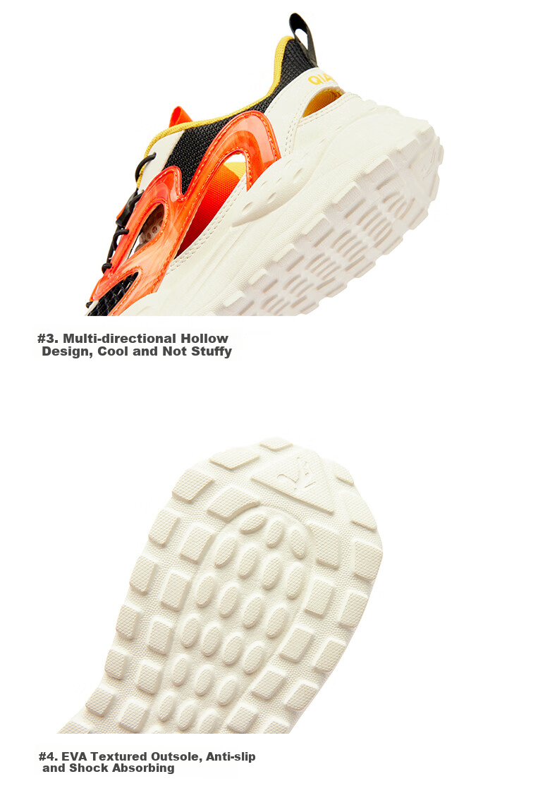 QIAODAN Boys' Cage Shoes, Children's Shoes, Summer Running Shoes, Kids' Sandals, Sports Shoes, Ivory/black, Size 37 34
