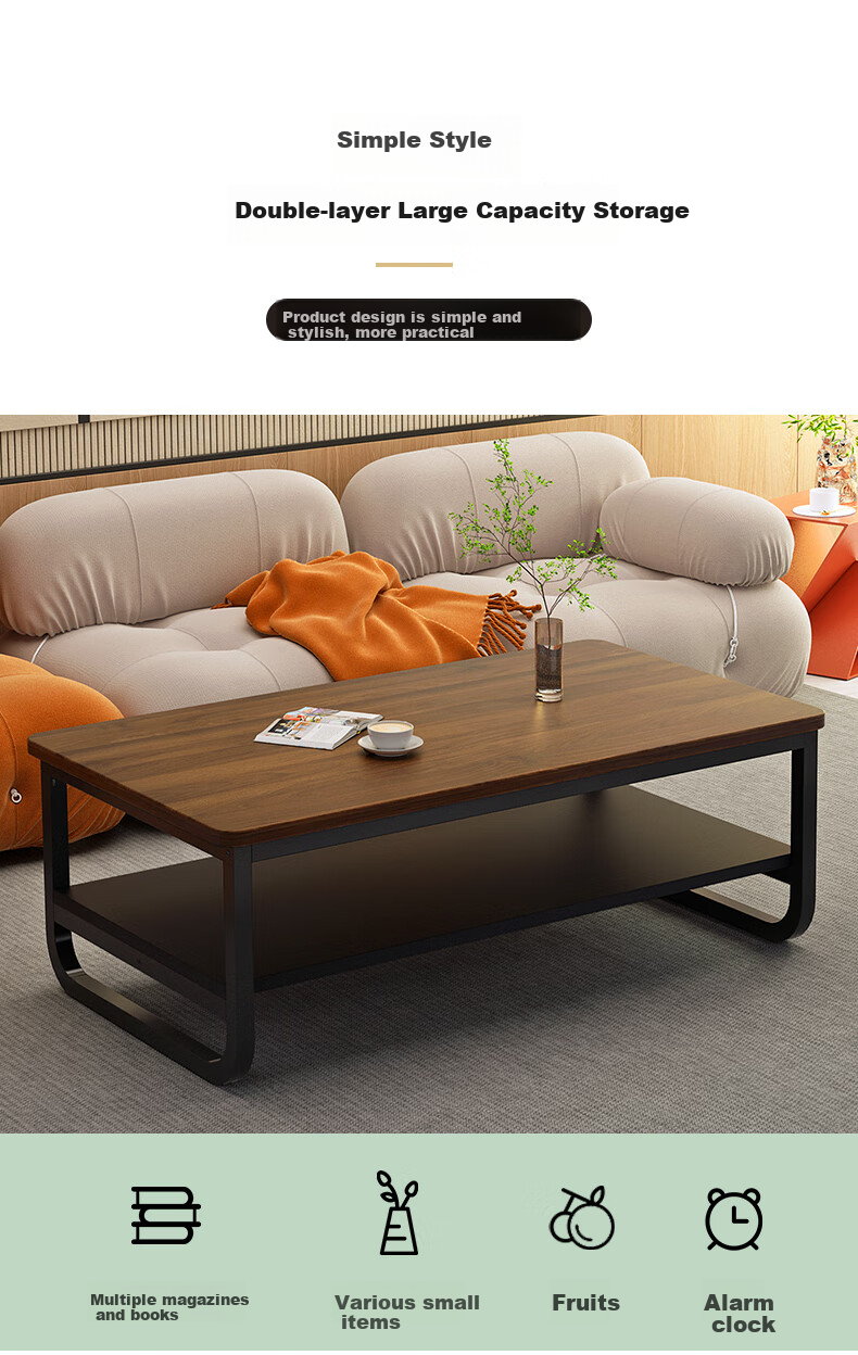 Fanshe Coffee Table for Small Apartments, Modern Minimalist Living Room Coffee Table, Office Tea Table, Simple Wooden Sofa Side Table 3