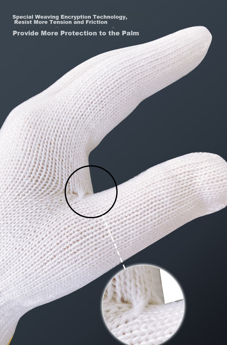 Shengfang Cotton Work Gloves, Thickened with Dotted Grip, Non-Slip, Wear-Resistant, for Construction Sites And Manual Labor, 600 Dots Per Pair, 12 Pairs 7