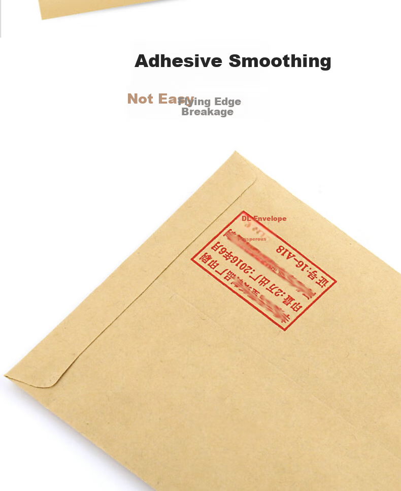 Yuzijian No. 1 Envelope Kraft Paper DL Envelope, 100 Pieces/pack, 165*100cm Kraft Paper Standard Postal Envelope 4