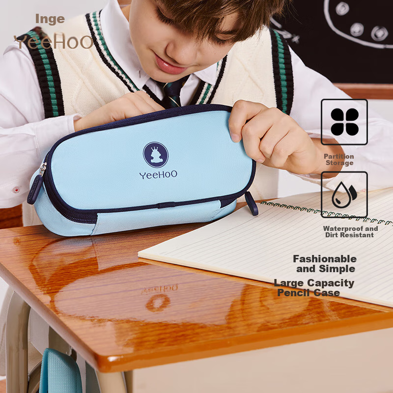 YEEHOO Canvas Pencil Case, Large Capacity, Simple Design, Student Stationery Box for Boys And Girls, Personalized Student Supplies Storage Pencil Case