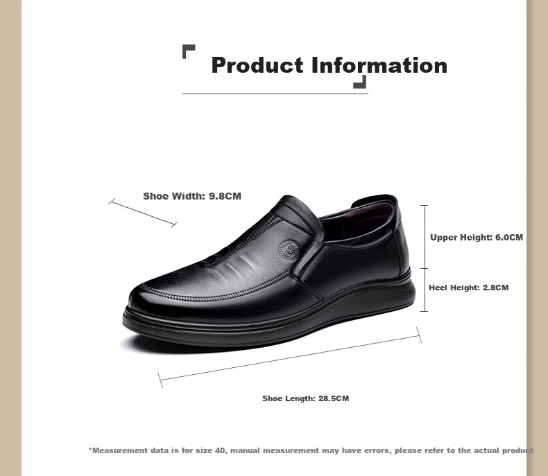 LAORENTOU Men's Genuine Leather Casual Shoes, Top-Grain Cowhide, Breathable Soft Sole, Non-Slip Dad Shoes, TLA212, Black, Size 43 3