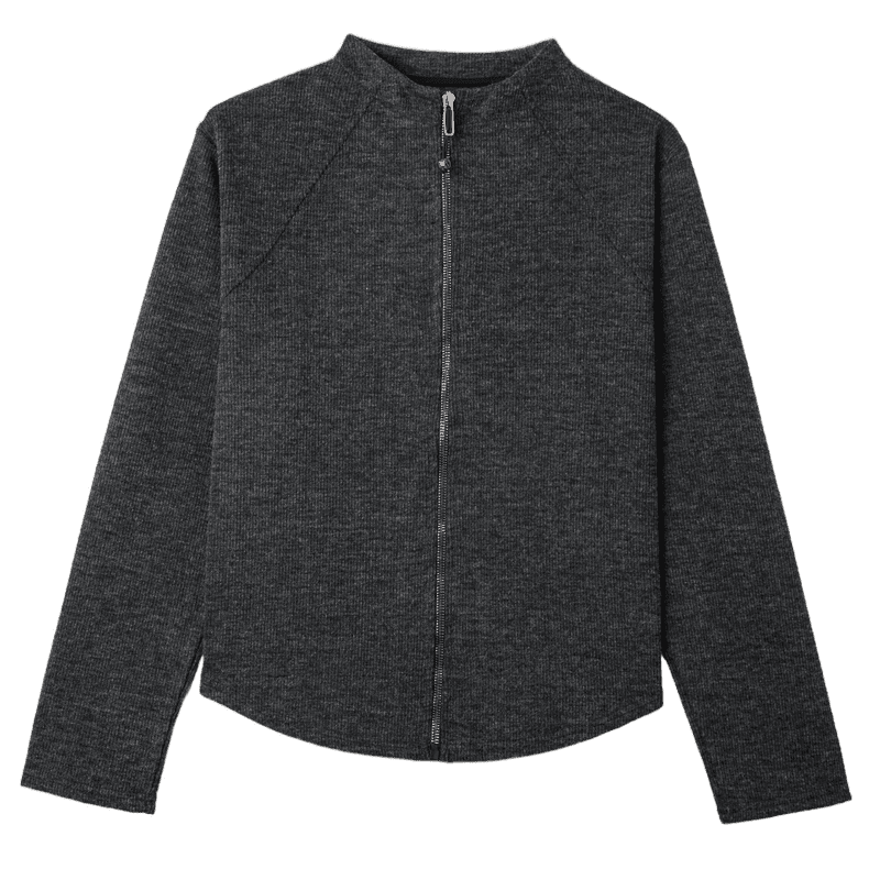 Dme Intellectual Style Autumn Korean Urban Stand Collar Zip-Up Long Sleeve Loose Petite Light Women's Jacket
