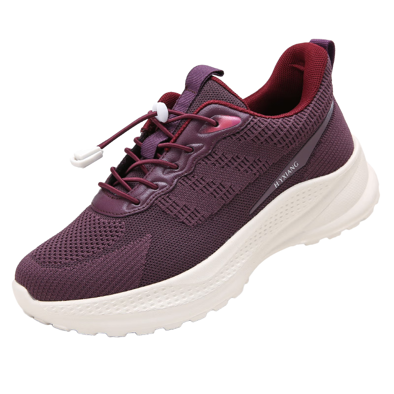 Hengyuanxiang Elderly Non-Slip Slip-On Outdoor Durable Walking Shoes for Middle-Aged and Seniors XEL5619 Purple Size 37