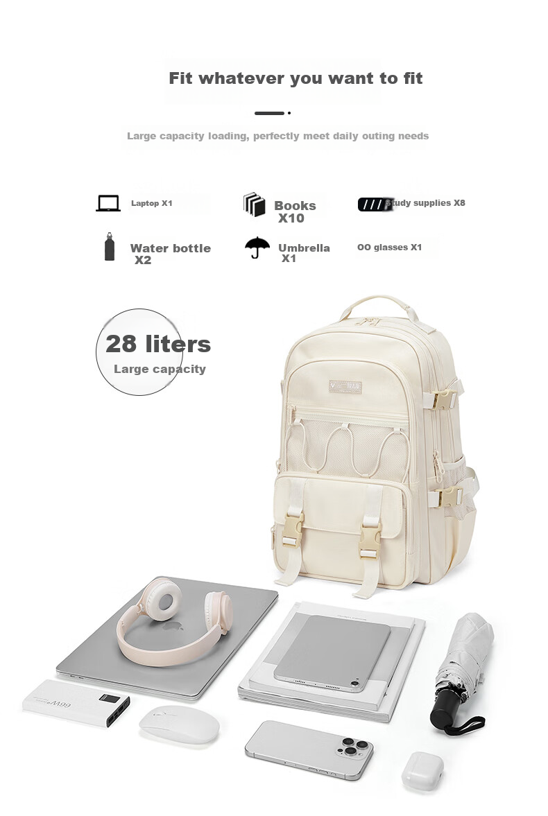 V.NINE Middle And High School Student Backpack for Boys And Girls, Large Capacity Pain Bag for Grades 4-6 Students, 14/15-Inch Laptop Bag 5