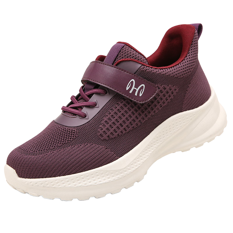 Hengyuanxiang Elderly Non-Slip Slip-On Outdoor Durable Walking Shoes for Middle-Aged and Seniors XEL5618 Purple Size 37