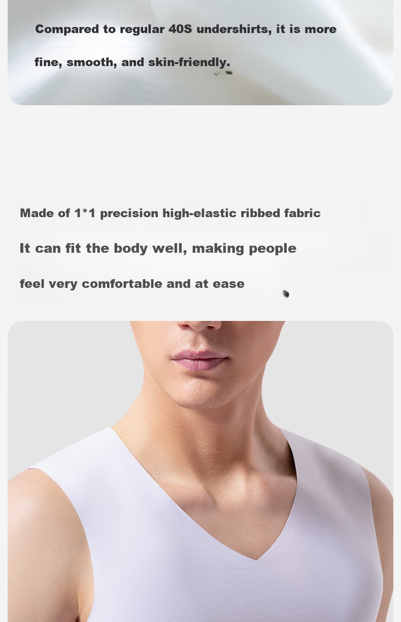 Jianyun Seamless Modal Tank Top for Men, Close-Fitting Athletic Undershirt, Thin Fitness Vest, Summer Undershirt Base Layer 5