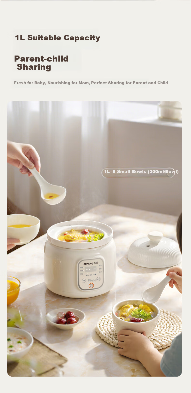 Joyoung [Subsidy] Electric Stew Pot, Baby Food Processor, Age-Specific BB Porridge Cooker, Infant-Specific Stewing Cup, Baby Soup Maker, Rice Steamer, Oil 1L Baby Food Pot GD133 11