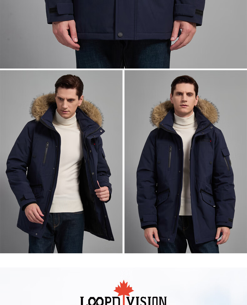 LOOPDIVISION Men's Outdoor Windproof Water-Repellent Extreme Cold Warm Mid-Length Parker Coat ROGER 19