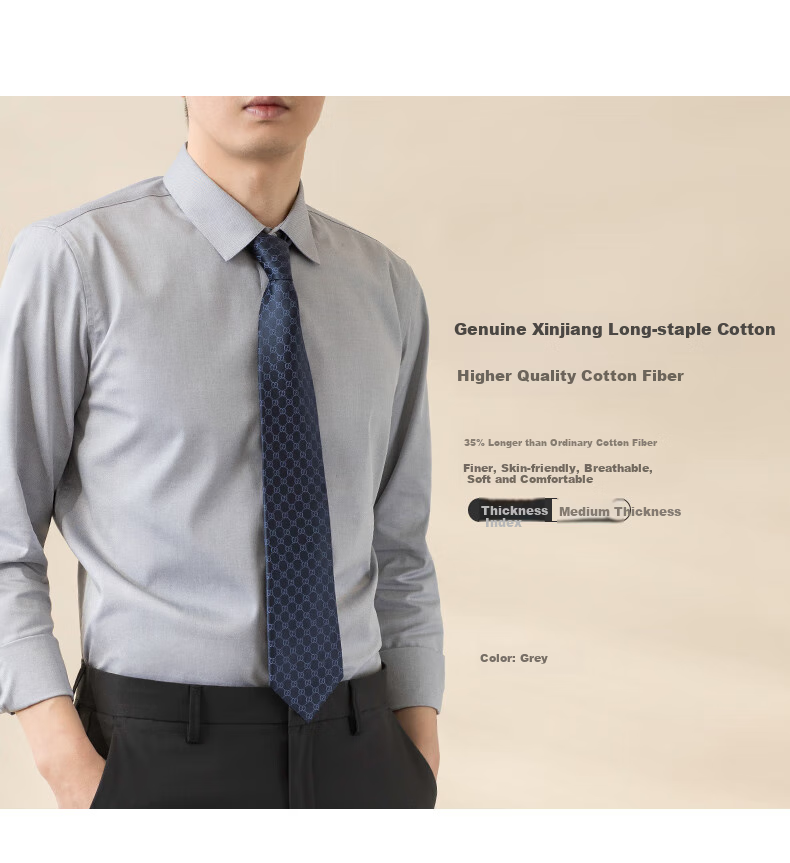 BLACKMONDAY Premium Pure Cotton Long-Sleeve Shirt for Men, Spring And Autumn Liquid Ammonia Wrinkle-Resistant Non-Iron Business Formal Professional Dress Shirt for Me 3